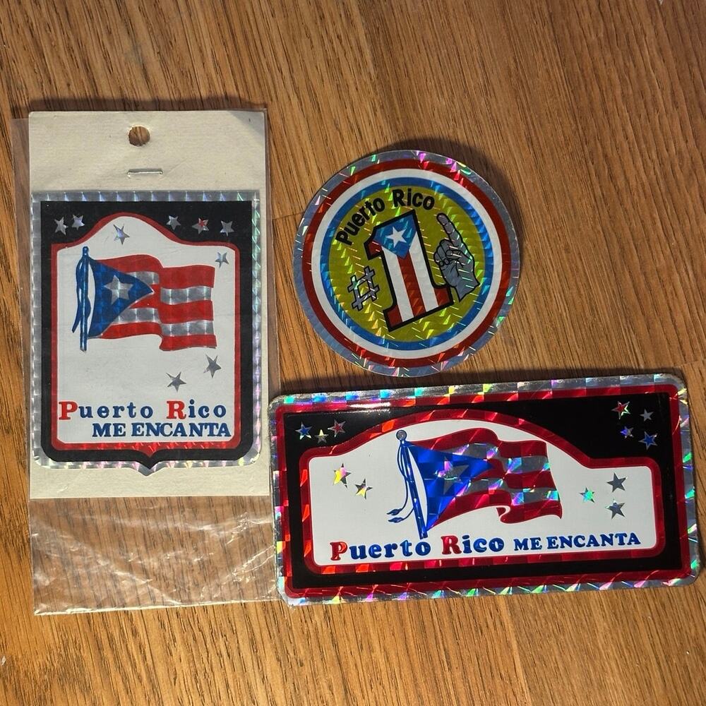 Vintage Holographic Puerto Rico Pride Prismatic Stickers Decals Me Encanta Lot 3